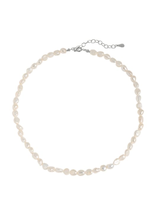 Xa428 [white gold] 925 Sterling Silver Freshwater Pearl Geometric Bohemia Necklace